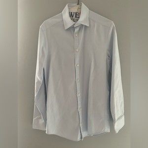 Charles Tyrwhitt Textured Button Down Light Blue Extra Slim Fit Shirt